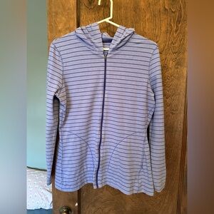 Eddie Bauer Striped Purple Zip-Up Hoodie L